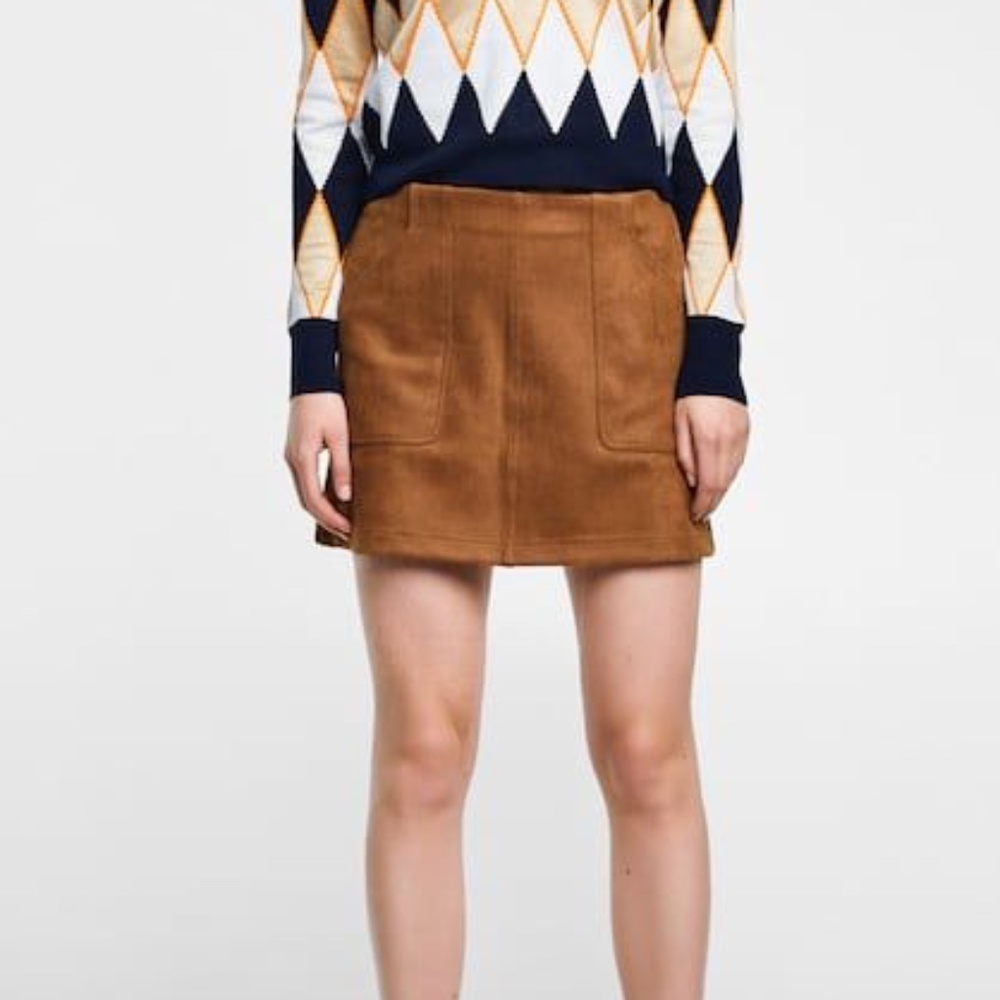 Zara Brown A-Line Skirt with Pockets